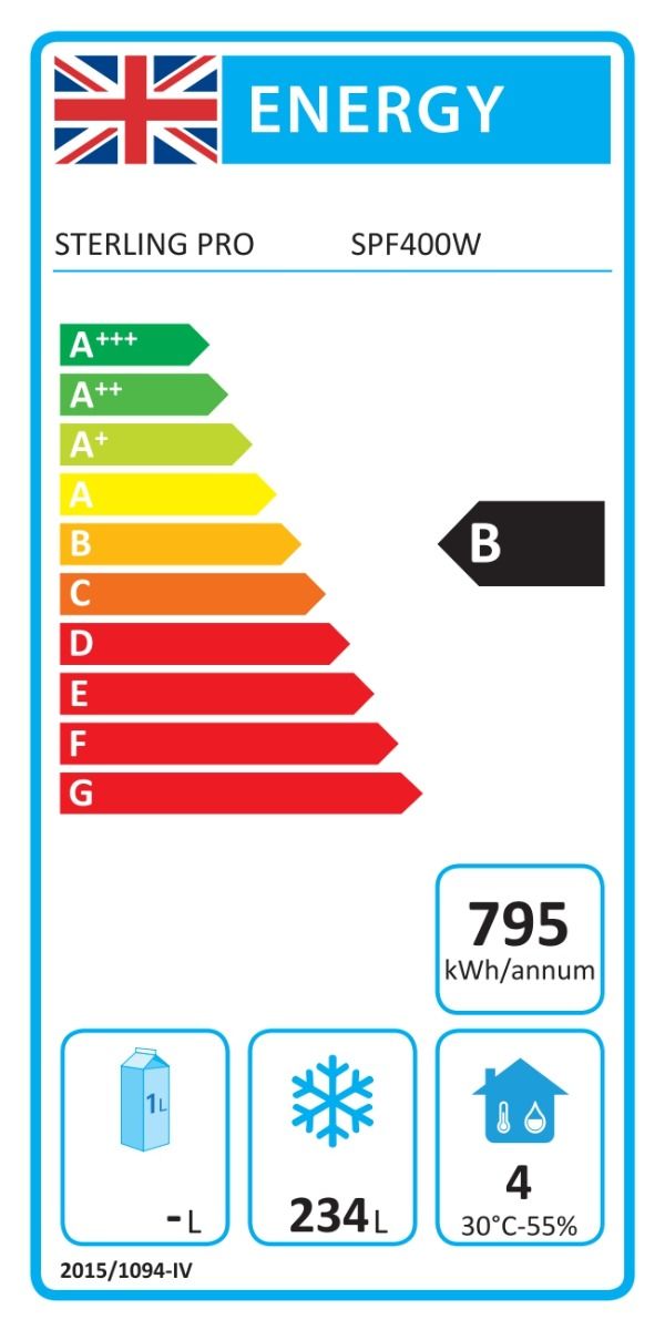 Sterling Pro SPF400W Single Door Upright Freezer, 360 Litres - Image 3