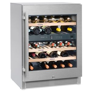 Liebherr WTes 1672 Vinidor Stainless Steel Glass Single Door Undercounter Wine Cabinet, 34 x 750ml Bottles