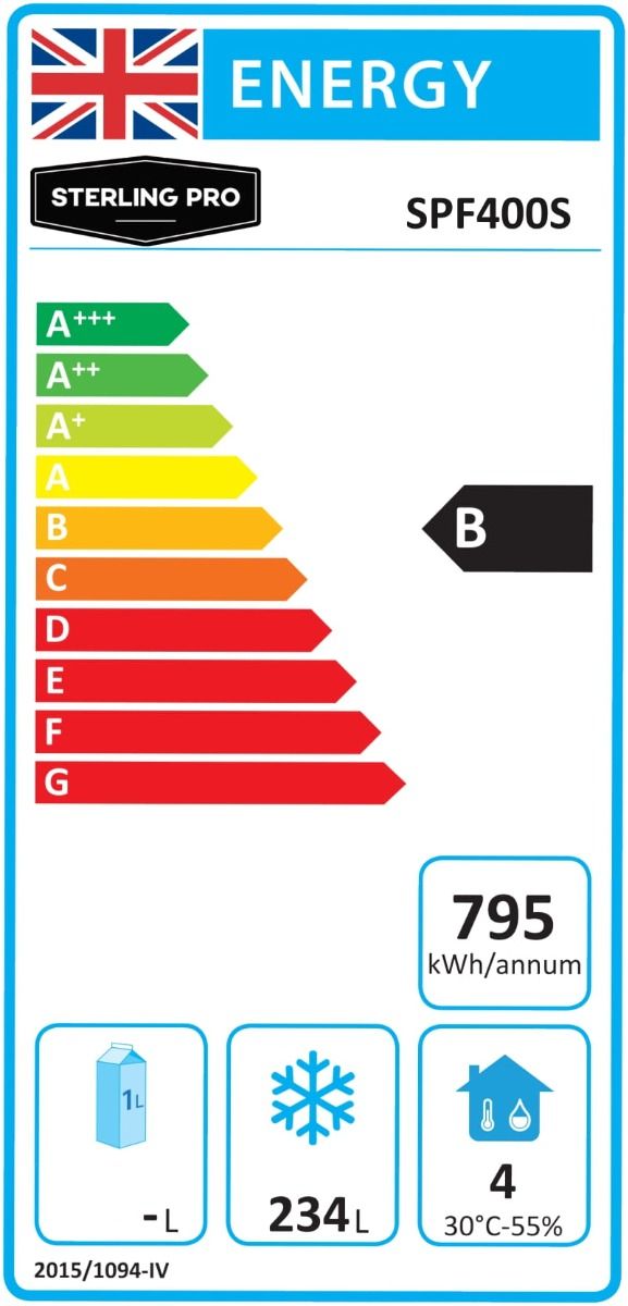Sterling Pro Cobus SPF400S Single Door Stainless Steel Upright Freezer, 360 Litres - Image 2